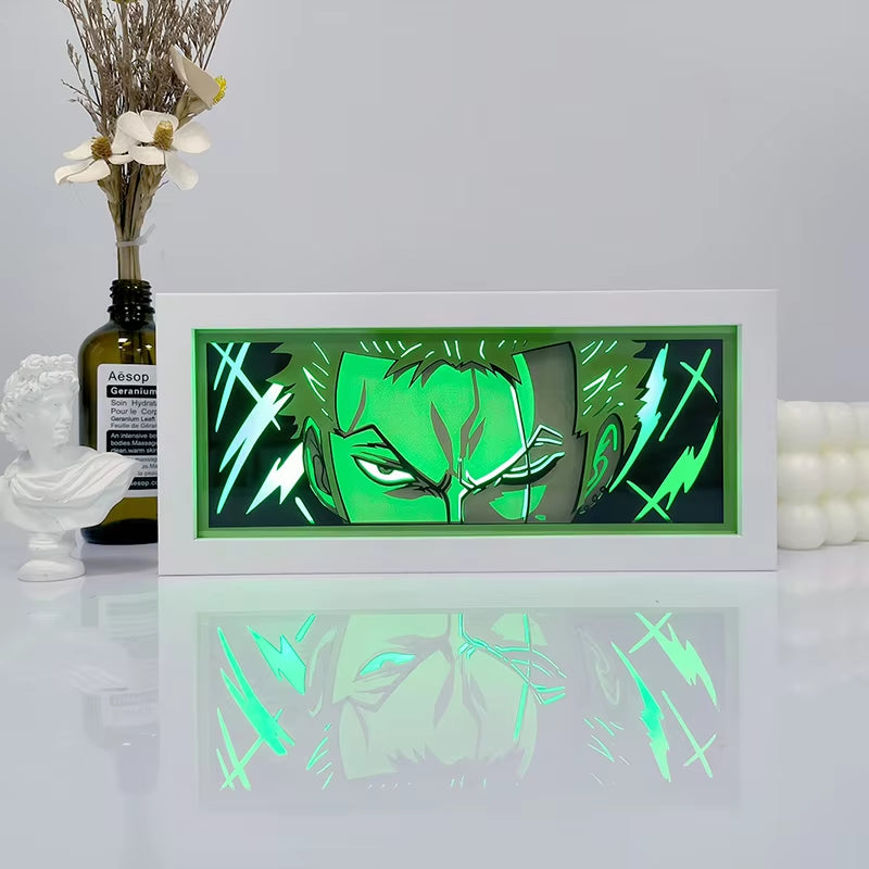 Anime One Piece Paper Cut Shadow Box Light Remote Control Model Multiple Colors Gamer Bedroom Decoration Party Present