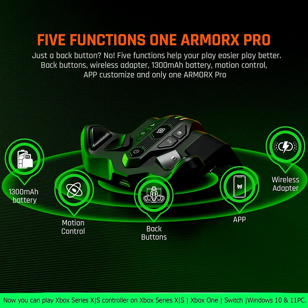 ARMOR-X Pro Rear Paddle Adapter for Xbox Series X/S Controller Back Button Attachment Extension Keys for NS Switch